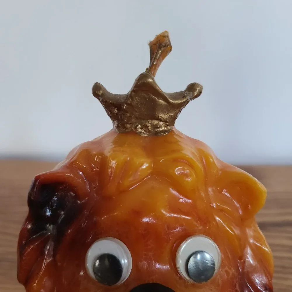 Vintage Lion Novelty Wax Candle - LION WITH CROWN & BIG EYES - Vintage Rare